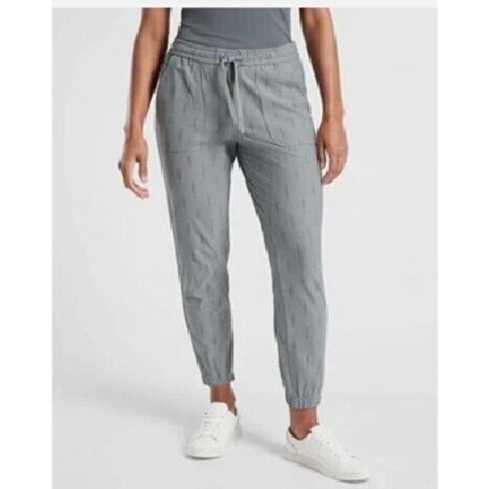 Athleta Women’s Gray Drawstring Jogger Pants Elastic Waist Cuffed Size 12